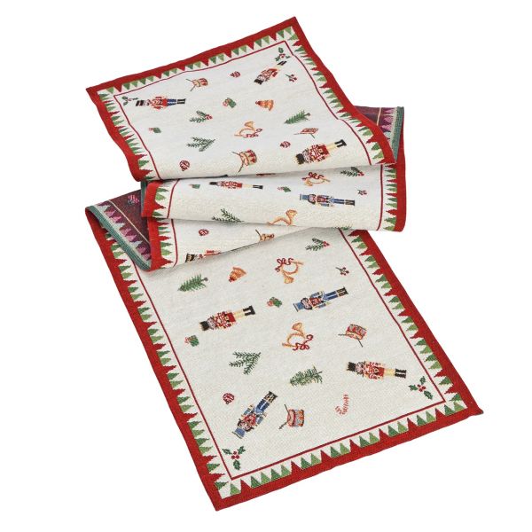 Tischläufer, Dekor Nussknacker, aus Textil, Rot