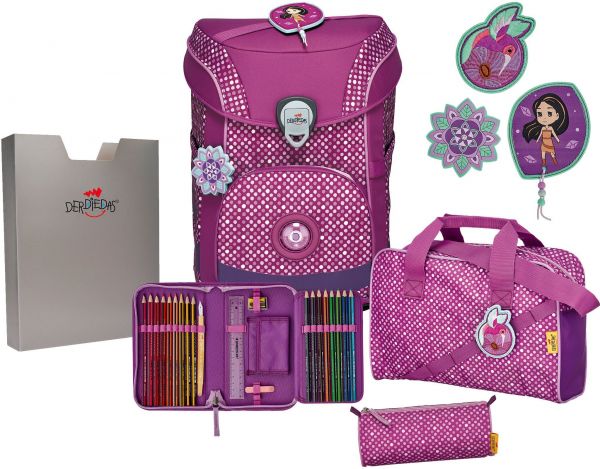 Schulranzen-Set DerDieDas ErgoFlex Easy "Purple Dots", 5-tlg.