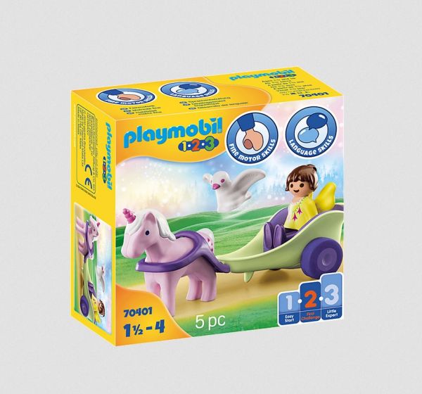 Playmobil 1.2.3 - Einhornkutsche mit Fee, 70401