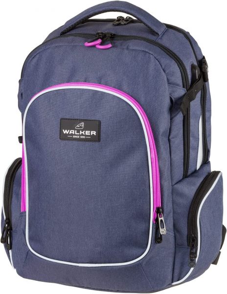 Walker 42117-267 - Rucksack Campus Evo Blue-Ivy-Pink mit 3 Fächern, Laptop-Fach, Seitentaschen