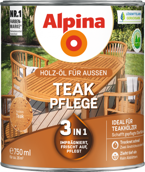 Alpina Teak-Pflege, Holz-Öl für Außen, 2,5 L