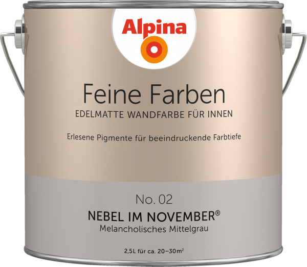 Alpina Feine Farben No. 02 „NEBEL IM NOVEMBER“ - Melancholisches Mittelgrau