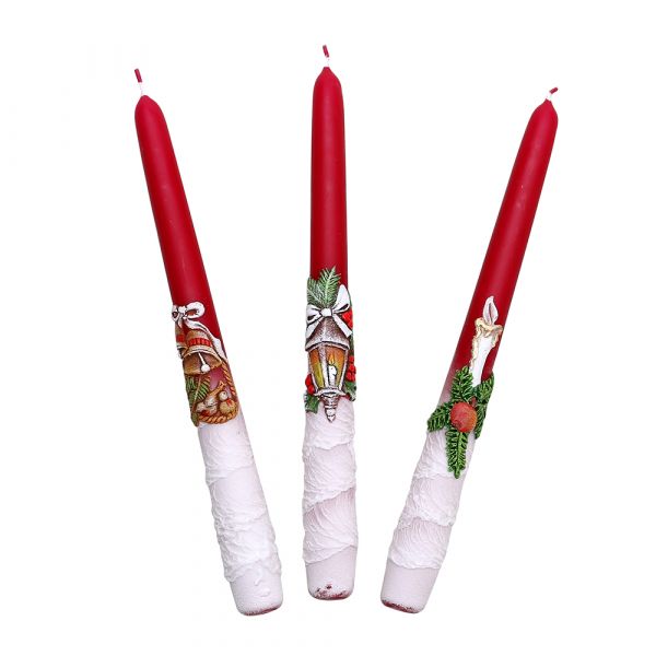 SIGRO Leuchterkerze mit Weihnachtsdekor Kerze, Laterne, Glocke, weinrot