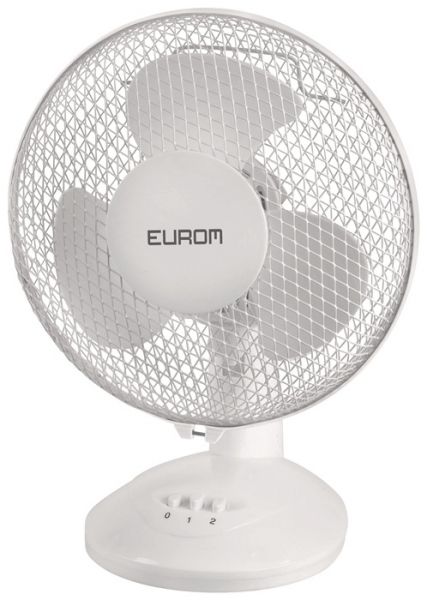 Eurom Tischventilator VT9, 25 W, Metall, weiß, Schwingfunktion, 2 Leistungsstufen