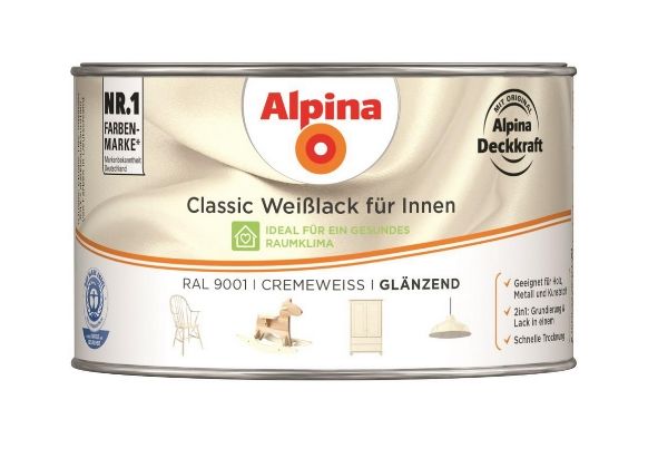 Alpina Classic Weißlack für Innen glänzend Cremeweiß