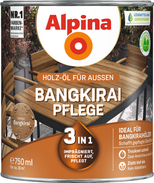 Alpina Terrassen Pflege "Bangkirai", Holz-Öl für Außen, 750 ml