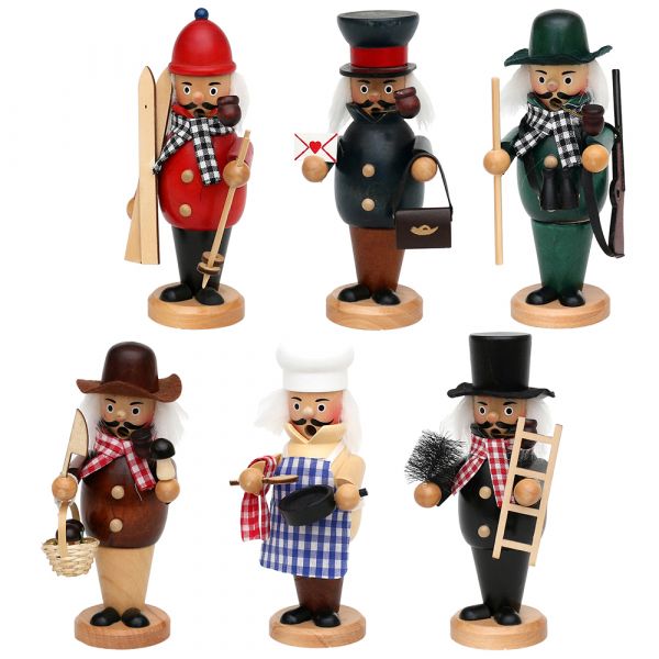 SIGRO Holz Räuchermannfiguren, 6-fach sortiert
