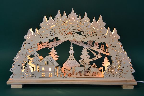 Heinz Schwibbogen "Seiffener Dorf", 10-flg., natur