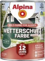 Alpina Wetterschutz Farbe "Moosgrün", deckend, Holz-Farbe für Außen, 2,5 L Alpina Wetterschutz Farbe "Moosgrün", deckend, Holz-Farbe für Außen, 2,5 L