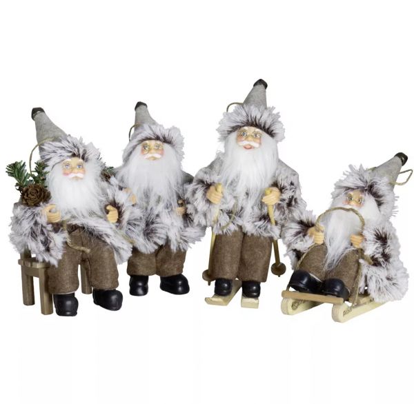 Weihnachtsmann, 18 cm, 4 Design, braun/grau