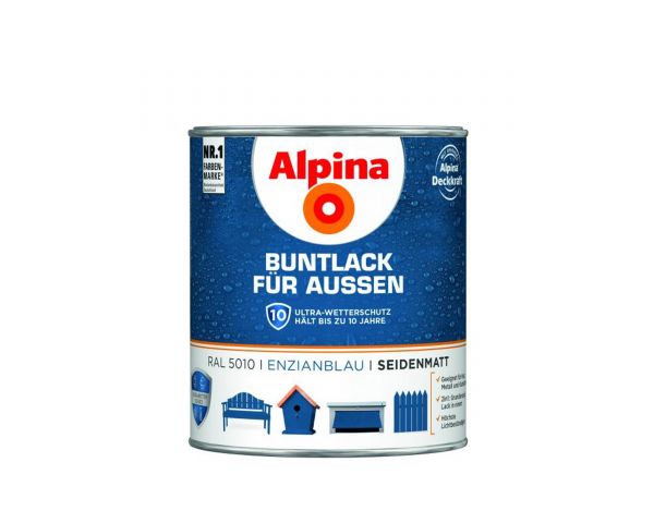 Alpina Buntlack für Außen glänzend Enzianblau