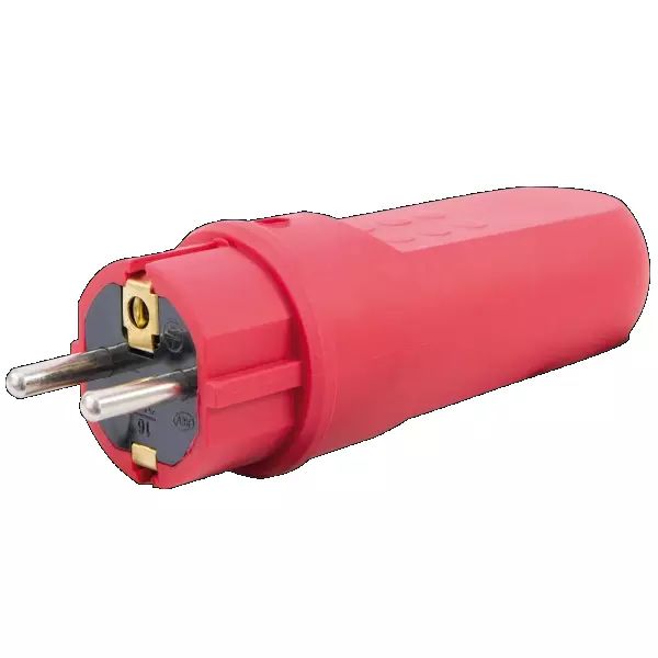 Schutzkontakt-Stecker IP44 Vollgummi, rot