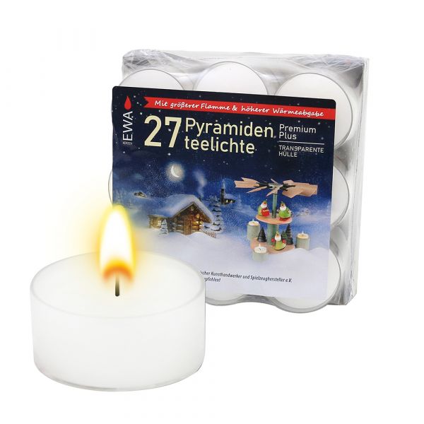 Sigro 27er-Set Premium-Teelichte, mit transparenter Tülle, für Pyramiden