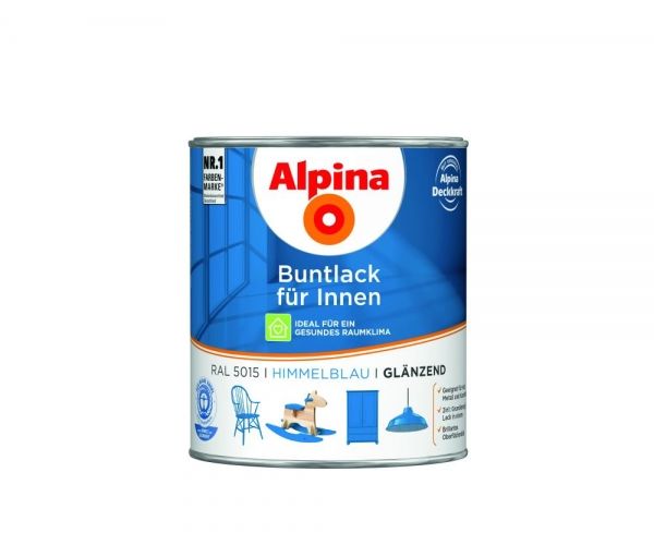 Alpina Buntlack für Innen glänzend Himmelblau