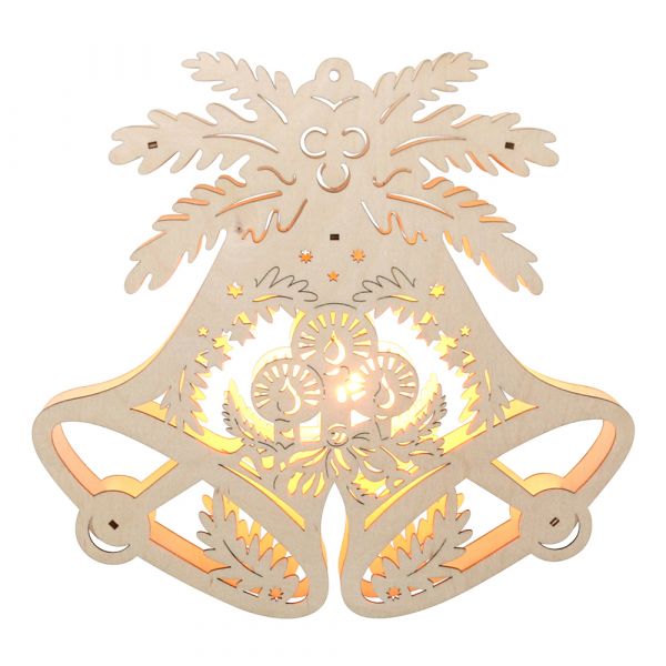 Sigro Holz Fensterbild "Doppelglocke/Kerze" (Laserholz)