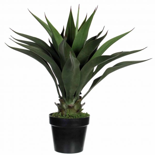 Kunstpflanze Kunstblume Agave Grün - H 60cm Kunststoff Ziertopf Mica Decorations