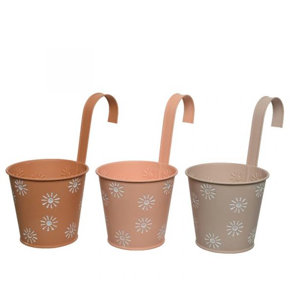 Topf Eisen, verschiedene Farben, mit Henkel, Ø 14 x L 14 x H 24 cm
