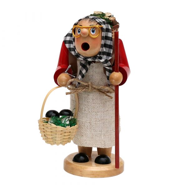 Sigro Holz Räucherfrau "Moosfraa" mit Juteschürze, braun