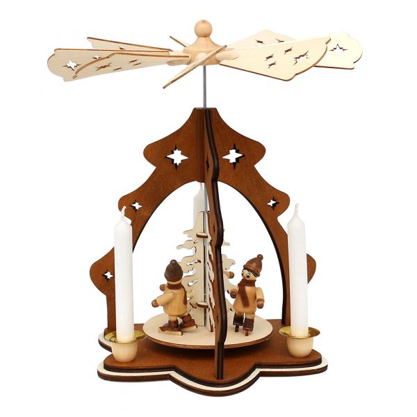 SIGRO Tischpyramide "Baum", Holz mit Schlittschuhkindern