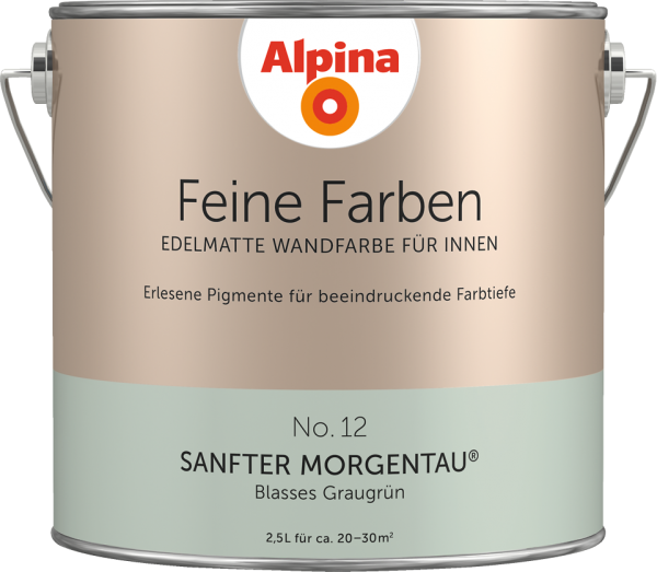Alpina Feine Farben No. 12 „SANFTER MORGENTAU“ - Blasses Graugrün