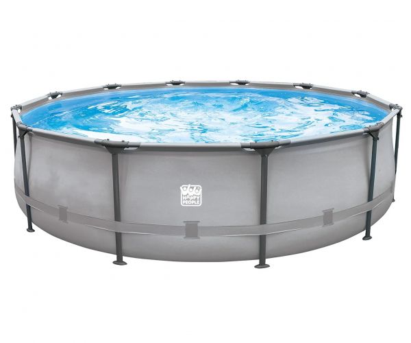 Happy People Stahlrahmen-Pool-Set, Leiter und Pumpe, Ø 360 x H 100 cm Pool