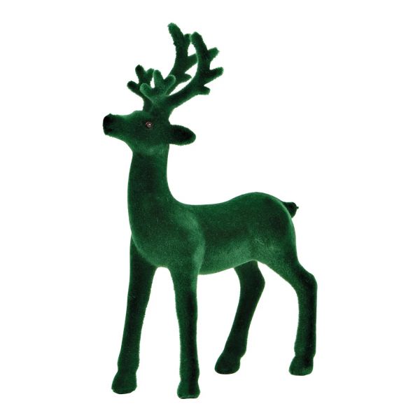 Hirsch beflockt, aus Kunststorff, grün
