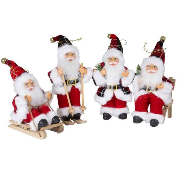 Santa, 18 cm, 4 Designs, Baumschmuck