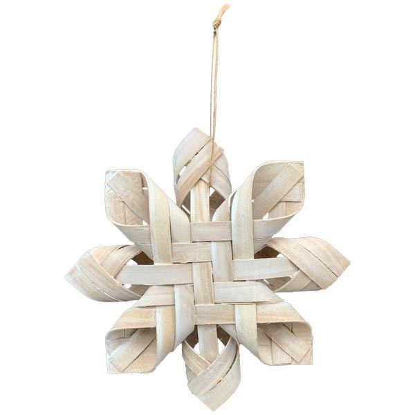 Schnee-Flocken-Hänger Willow, weiß, Holz, 15 x 3 x 15 cm