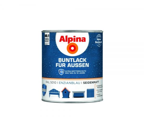 Alpina Buntlack für Außen seidenmatt Enzianblau