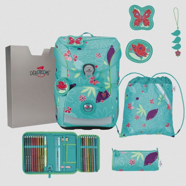 Schulranzen-Set DerDieDas ErgoFlex Easy "Butterfly Garden", 5-tlg.
