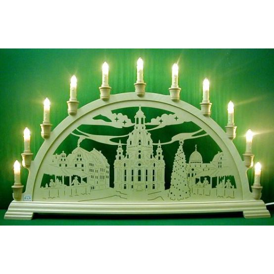 Holzstolz Schwibbogen "Frauenkirche - Dresden", 11 Kerzen