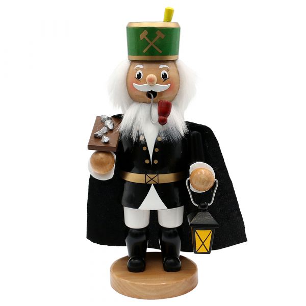 SIGRO Holz Räucherfigur Bergmann mit Umhang und Erzbrett