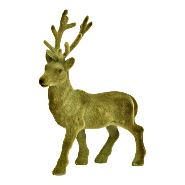 Hirsch beflockt, aus Kunststorff, grün