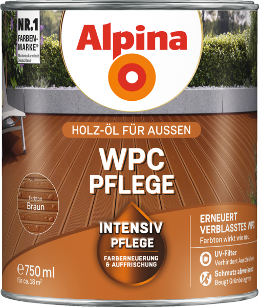 Alpina WPC Pflege "Braun", Holz-Öl für Außen, 2,5 L