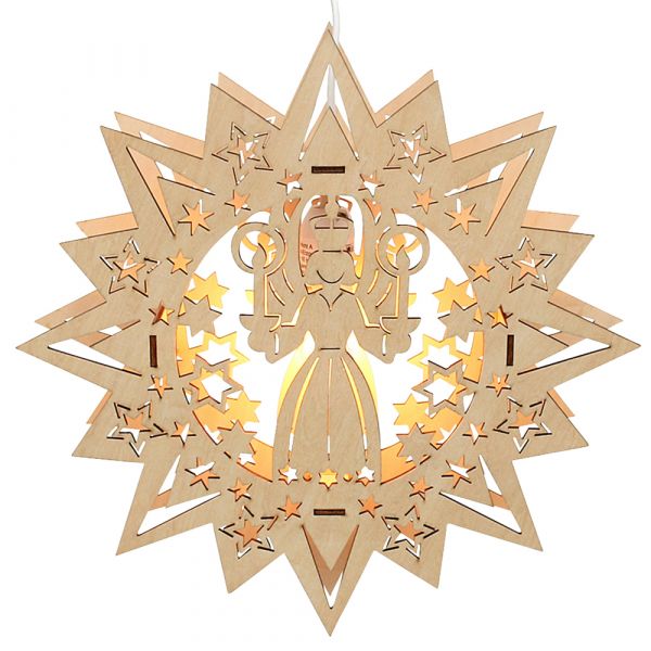 Sigro Holz Fensterbildstern "Engel" (Laserholz)