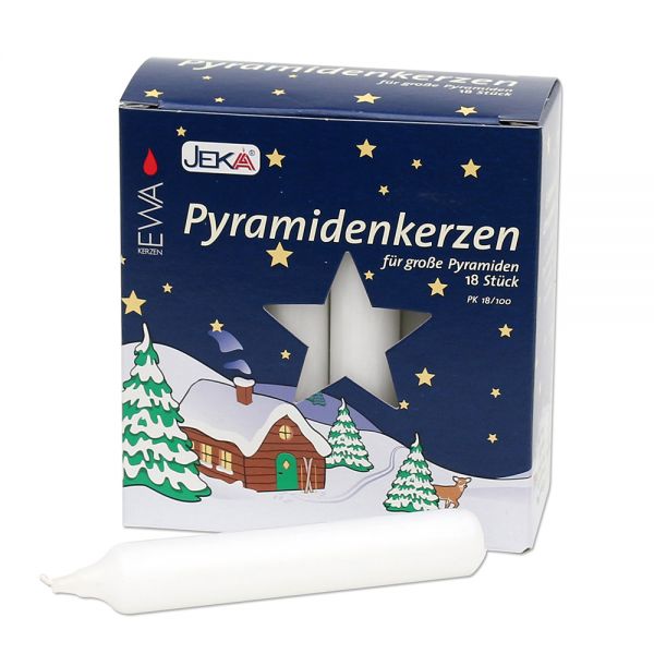 18er Pyramidenkerzen, weiß