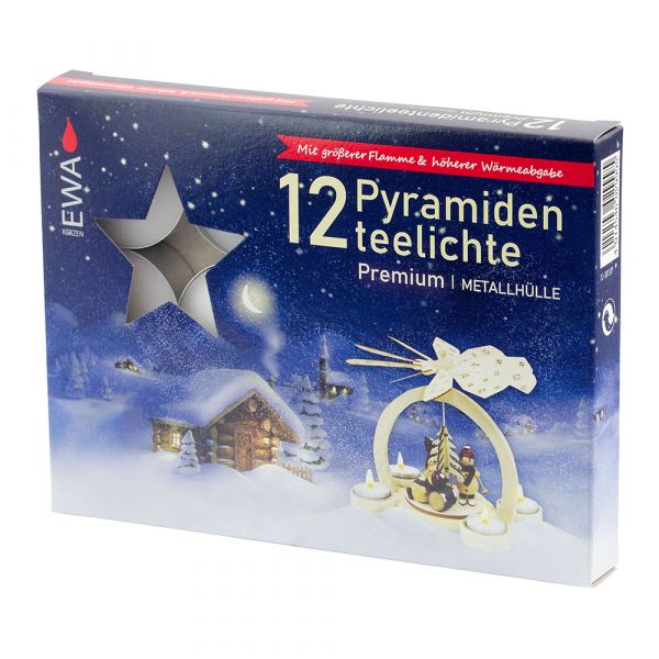 SIGRO 12er-Set Pyramiden-Teelichte "Spezial" mit großer Flamme für Teelichtpyramiden entwickelt