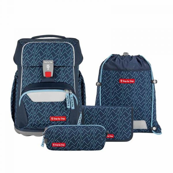 BASIS Schulranzen-Set "Blue Lines" 4-tlg.