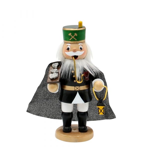 SIGRO Holz Räucherfigur Bergmann mit Umhang, Erzbrett und Laterne