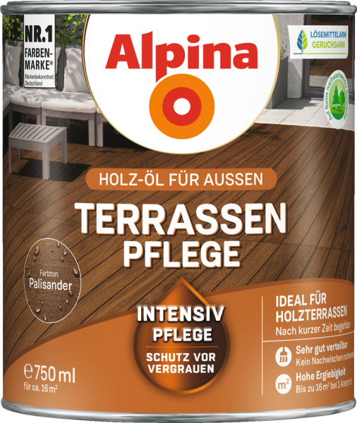 Alpina Terrassen Pflege "Palisander", Holz-Öl für Außen, 2,5 L