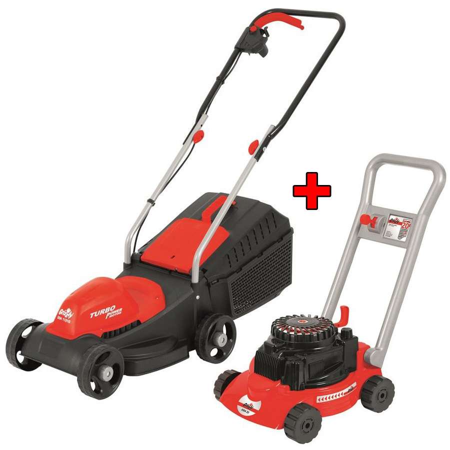 Grizzly ElektroRasenmäher ERM 12312 G inkl. KinderRasenmäher Mähen