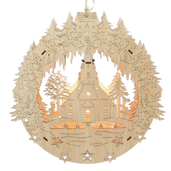 Sigro Holz Fensterbild "Seiffener Kirche" (Laserholz)