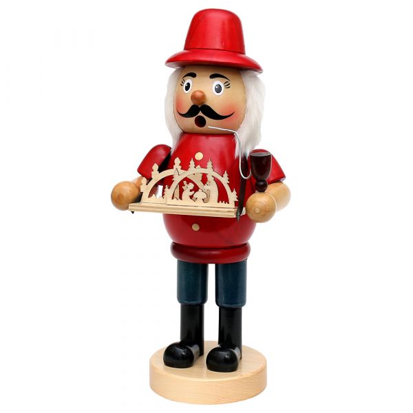 Sigro Holz Räuchermann "Schwibbogenhändler" XXL, rot, 34 cm
