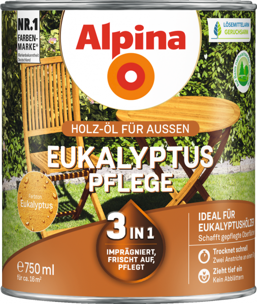 Alpina Eukalyptus Pflege, Holz-Öl für Außen, 2,5 L