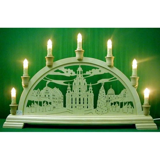 Holzstolz Schwibbogen "Frauenkirche - Dresden", 7 Kerzen