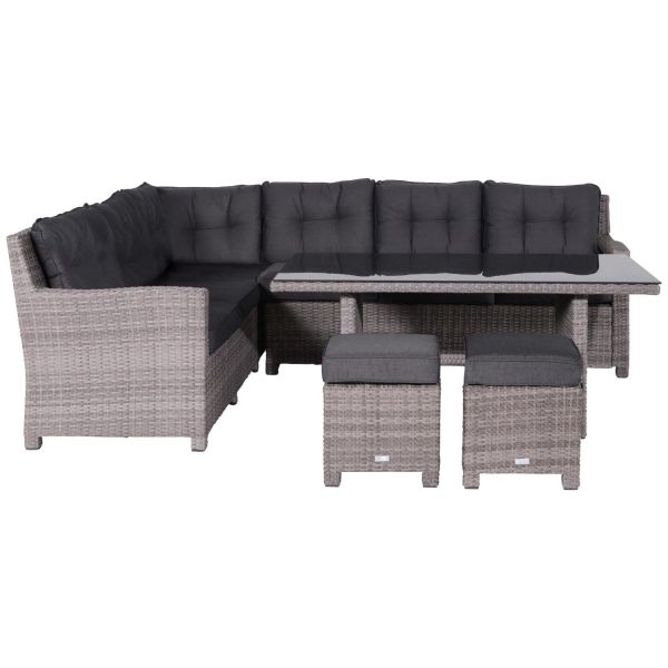 Lounge/Dining-Set, "Blue Bird", 5-tlg., Geflecht: organic grey