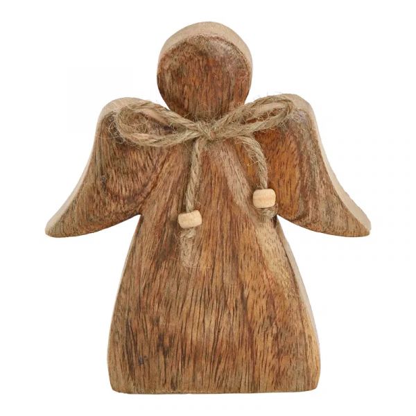 Engel aus Mango Holz, Braun, 8 x 10 x 2,5 cm