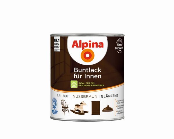 Alpina Buntlack für Innen glänzend Nussbraun