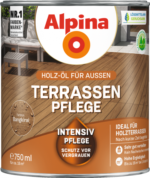 Alpina Terrassen Pflege "Bangkirai", Holz-Öl für Außen, 2,5 L