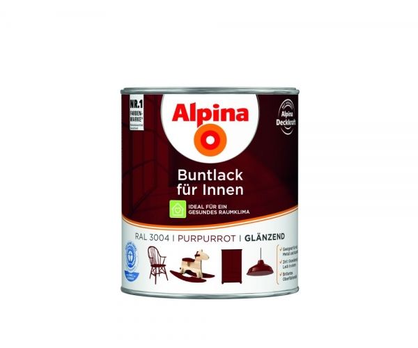 Alpina Buntlack für Innen glänzend Purpurrot
